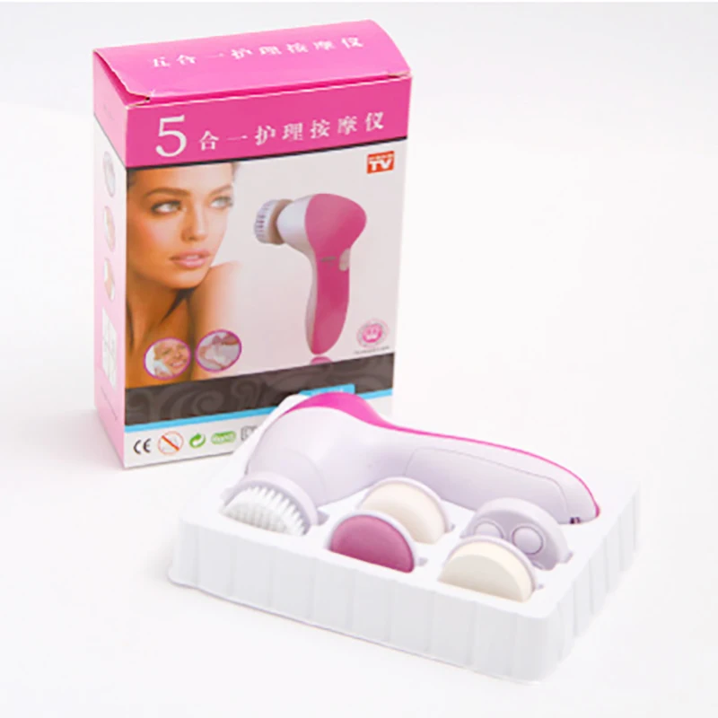 

Beauty Care Tools Cleaning Apparatus Deep Cleansing 5-in-1 Electric Facial Cleansing Machine Pore Cleaner Face Brush, Red