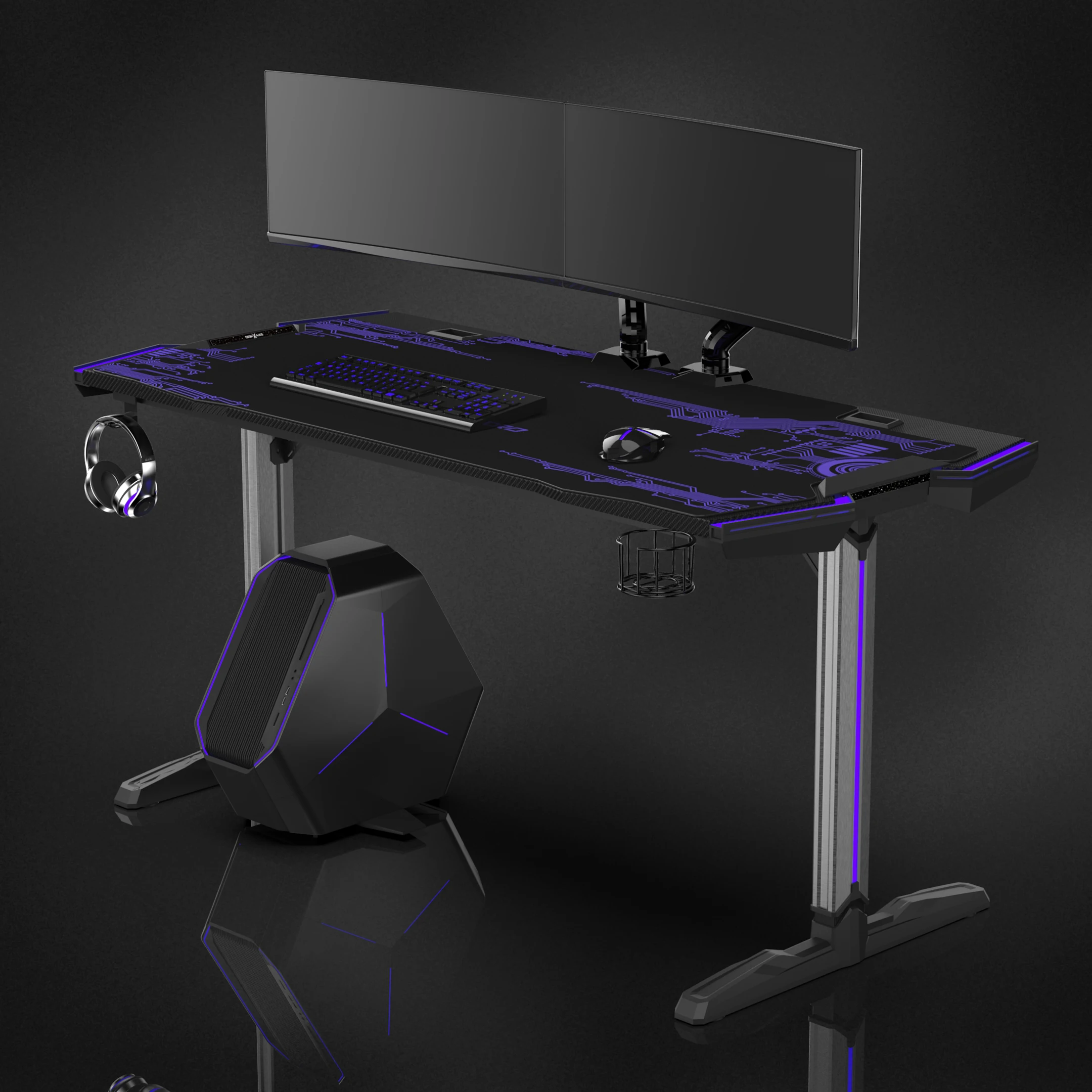 
Galaxy I MDF Carbon fiber texture Professional large PC computer Table RGB led lights gaming Desk 