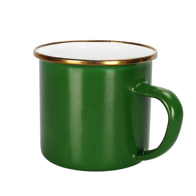 

Hot Sale Colorful Custom Print Outdoor Travel Enamel Iron Cafe Mug, Pink/green/grass/black etc