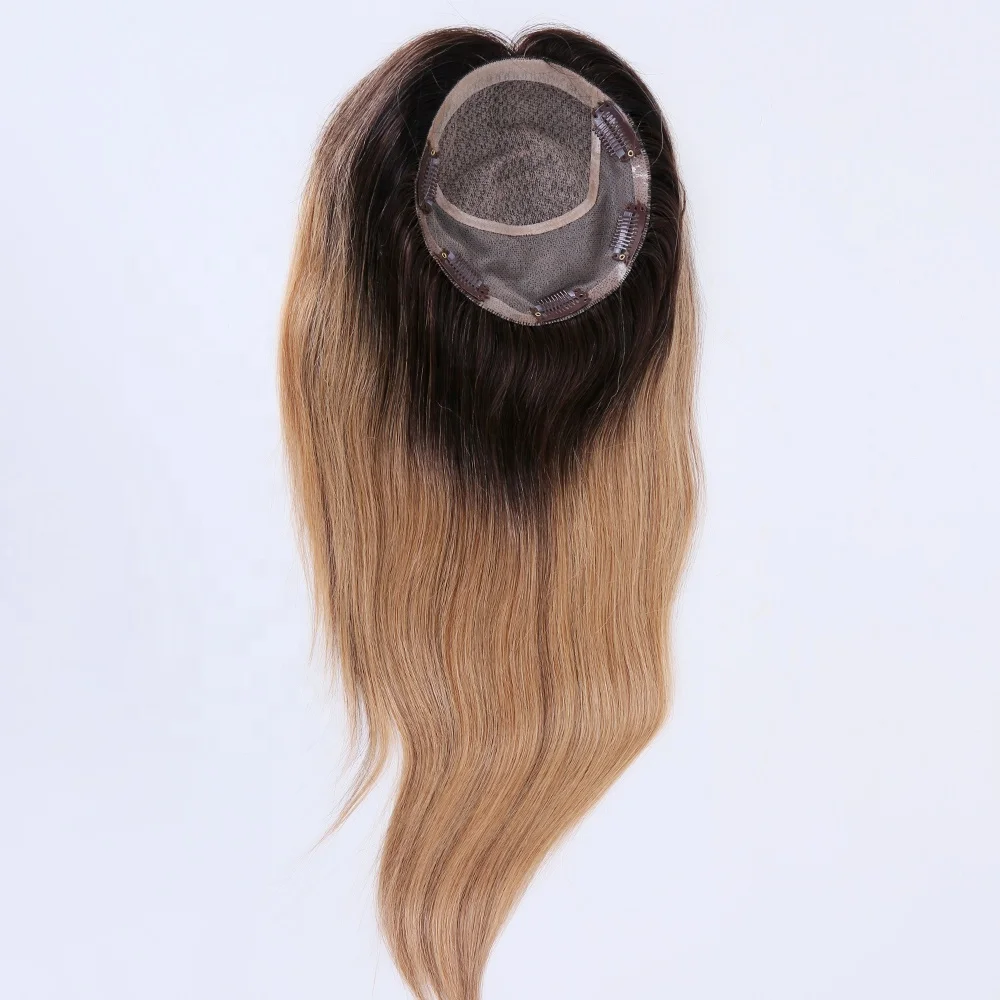 

Virgin European Remy Hair Topper monofilamment with hand tied silk base Human Hair Toupee For Women