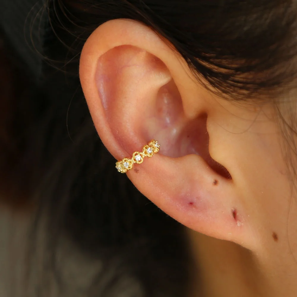 

elegance lace ear cuff 925 sterling silver gold plated factory drop shipping no piercing cuff earring, Picture
