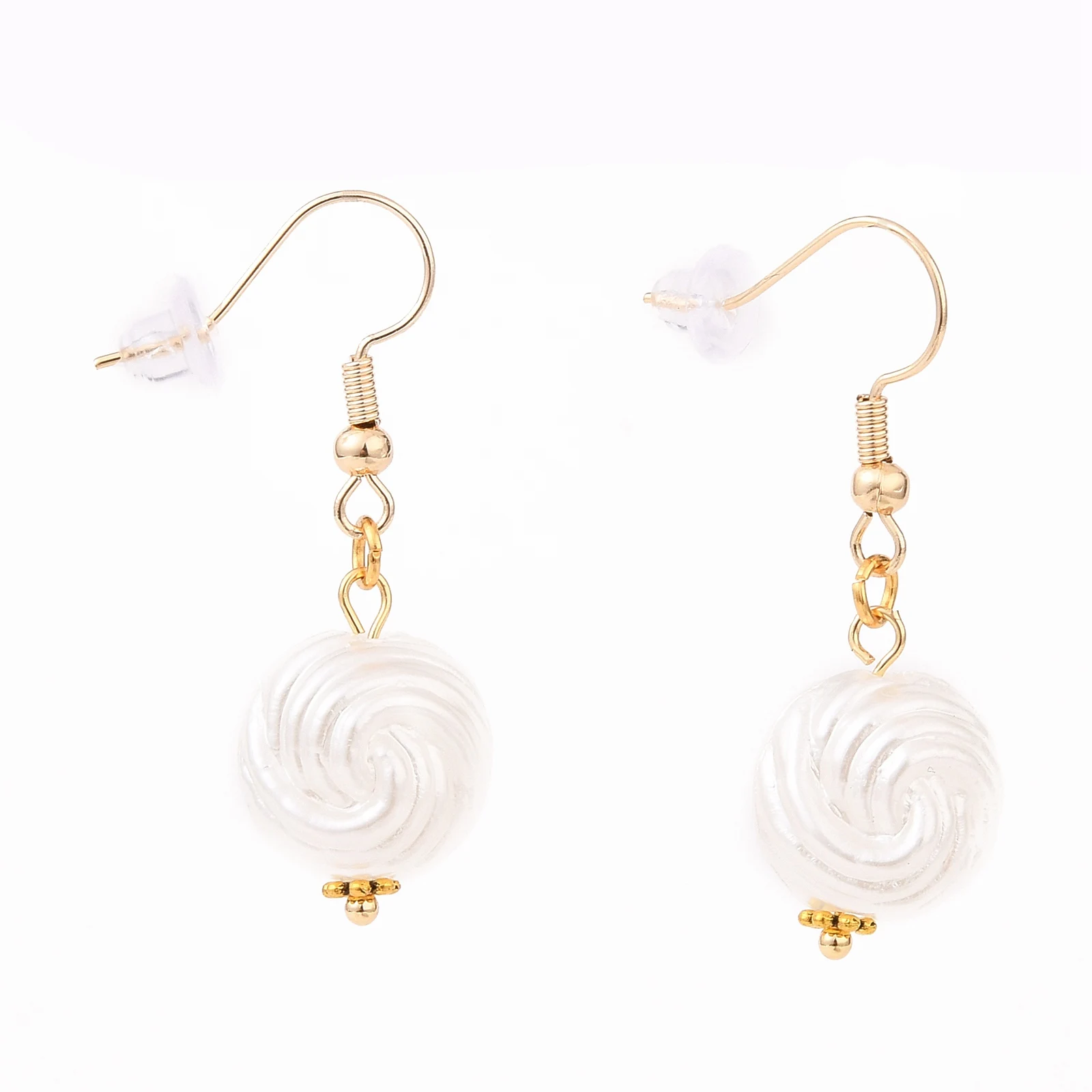 

PandaHall Golden Acrylic Imitation Pearl Beads Flower Dangle Earrings