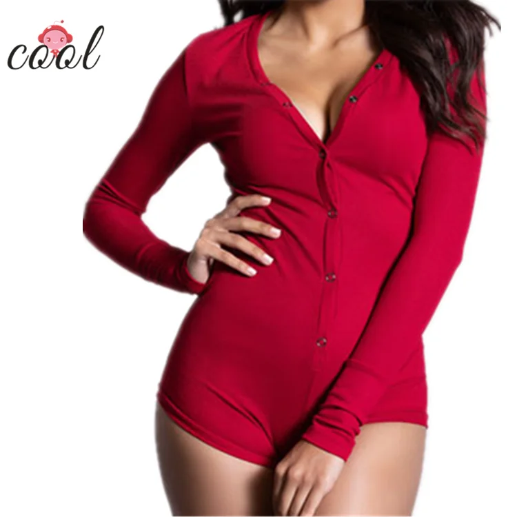 Custom Stretchy plain red Onesie Shorts Rompers Adult Onesie Adult Pajamas For Women