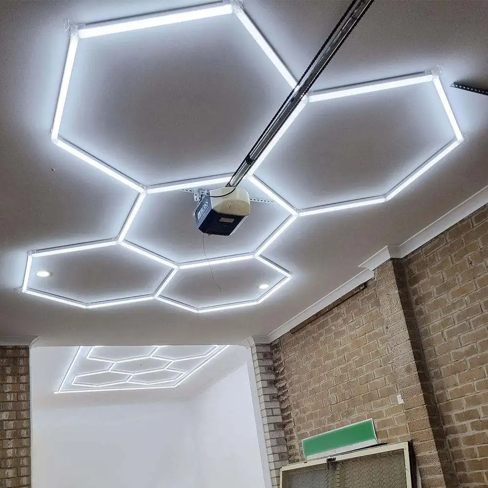 5 Grid Cold White LED Garage Light Honeycomb Hexagon Design Car Detailing Workshop AC DC Power Mounted Office Ceiling Light