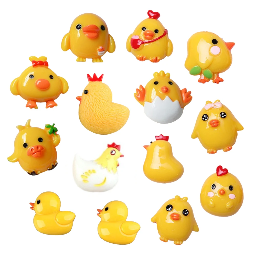 

wholesale price factory direct sale artificial yellow duck chicken design flat back resin cabochons for diy