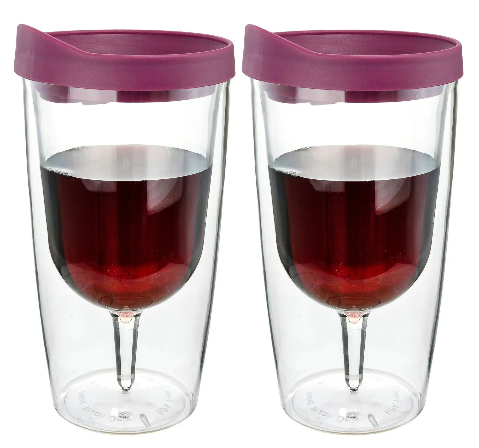 

In Stock 10oz Insulated Plastic Red Wine Glass Tumbler Double Wall Beer Wine Tumbler Adult Sippy Cup travel mug with lid, Customized colors acceptable