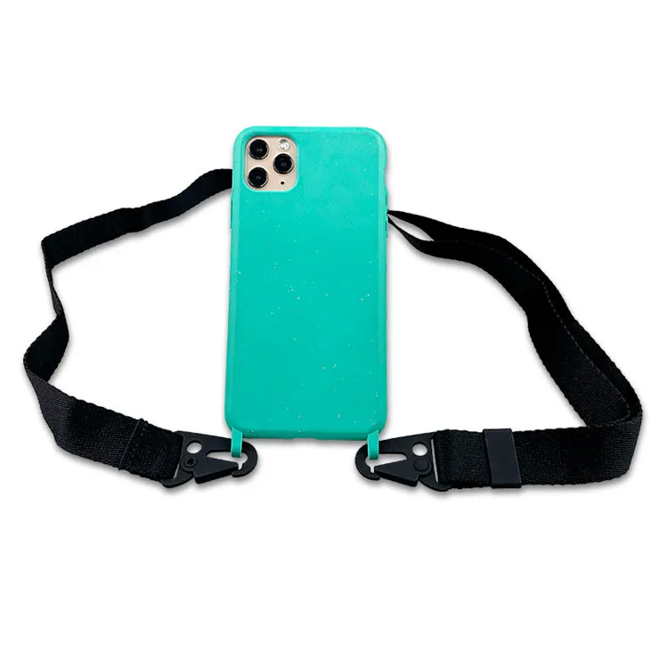 

For Iphone11 Pro Eco-friendly100% Biodegradable Phone Case With Long Nylon Woven Strap, Many color for you choose
