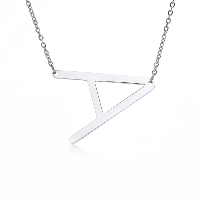 

Online Shop Stainless Steel Jewelry Large Sideways Alphabet Pendant Initial Letter Necklace Wholesale, Silver/ gold / rose gold