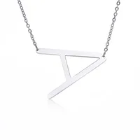 

Online Shop Stainless Steel Jewelry Large Sideways Alphabet Pendant Initial Letter Necklace Wholesale