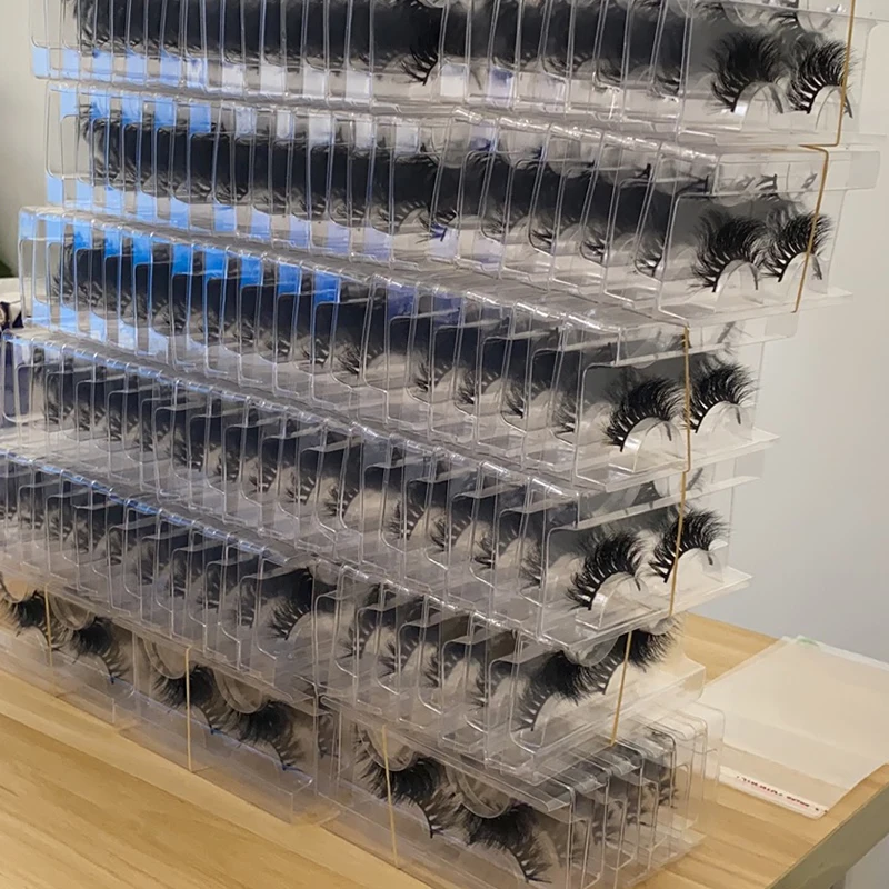 

Free Sample Full Strip Lashes Hand Made Multi-Layers Curl 3D Mink Lashes Thick 25 MM Mink Eyelash Vendor Customized Boxes, Black/colored mink lashes