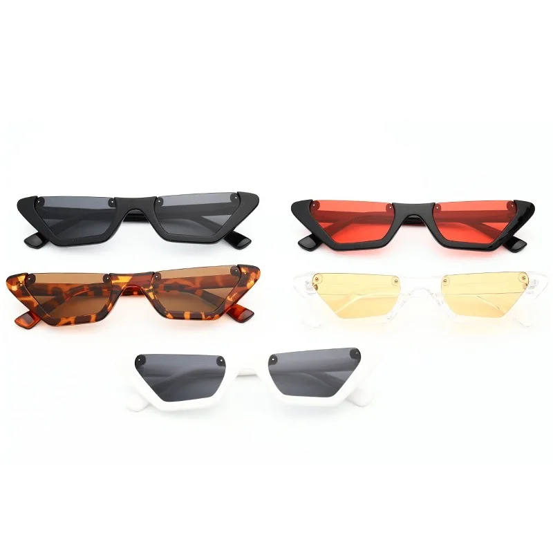 

Wholesale Fashion Stylish Half Frame UV400 Sunglasses Women Flat Top Small Cat Eye Sun Glasses Shades