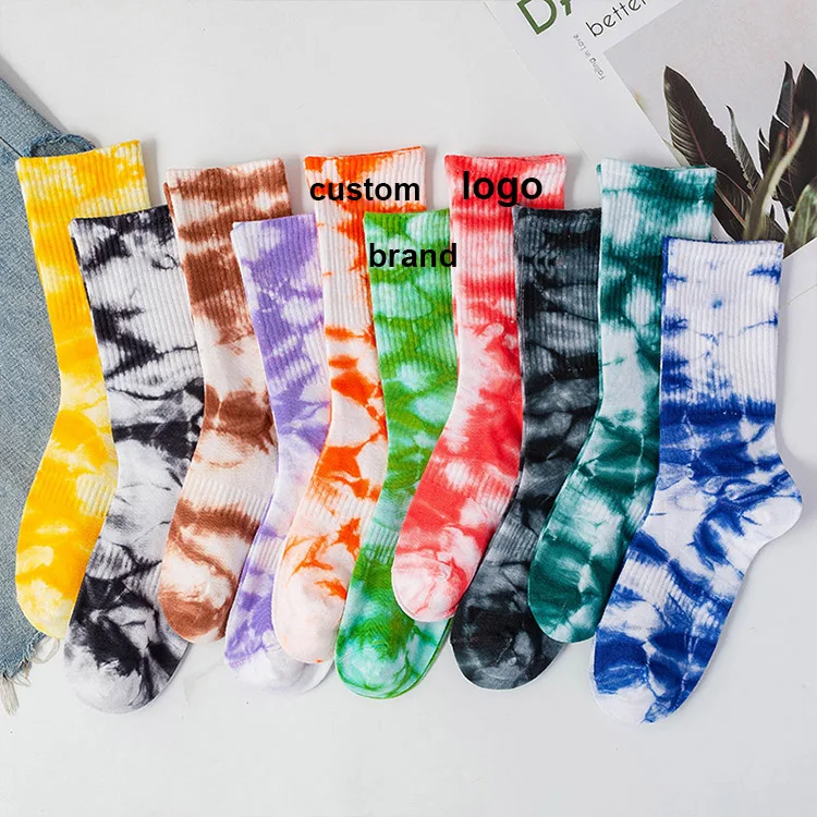 

Men And Women Fashion Sports High Tube Skateboard Unisex Colorful Tie-Dyed Custom Tennis Tie Dye Socks, Customized color