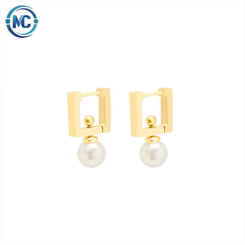 

2021 Fashion Fine Pearl Jewelry Detachable Gold Plated Stainless Steel Earrings For Women, Gold,silver