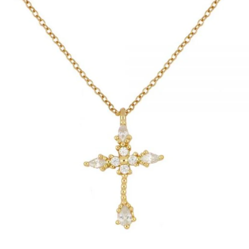 

CANNER Fashion Simple 18K Gold Plated Jewelry Crystal cross Pendant 925 Silver Necklaces