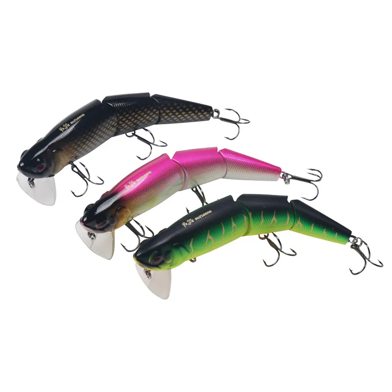 

New 3 Section Bionic Bait Floating Surface Bass lure small multi segments jointed swimbait freshwater fishing lures minnow, 3 colors