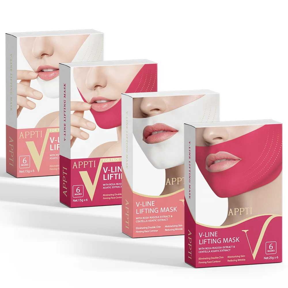 

V Line Face Lift mask and Double Chin Reducer Intense Lifting Layer Mask, Lifting Patch for Chin Up & V Line, Collagen Mask, White/red