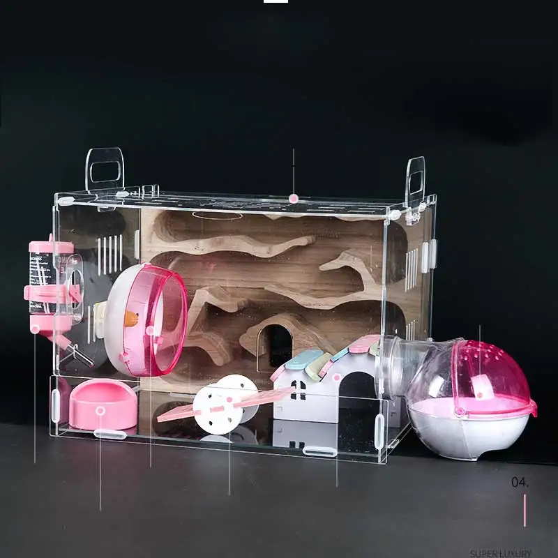 

Amazon Top Sell Deluxe Multi-Functional Small Animal Cage For Hamster Multilevel Transparent Hamster Cage Labyrinth Hamster Cage