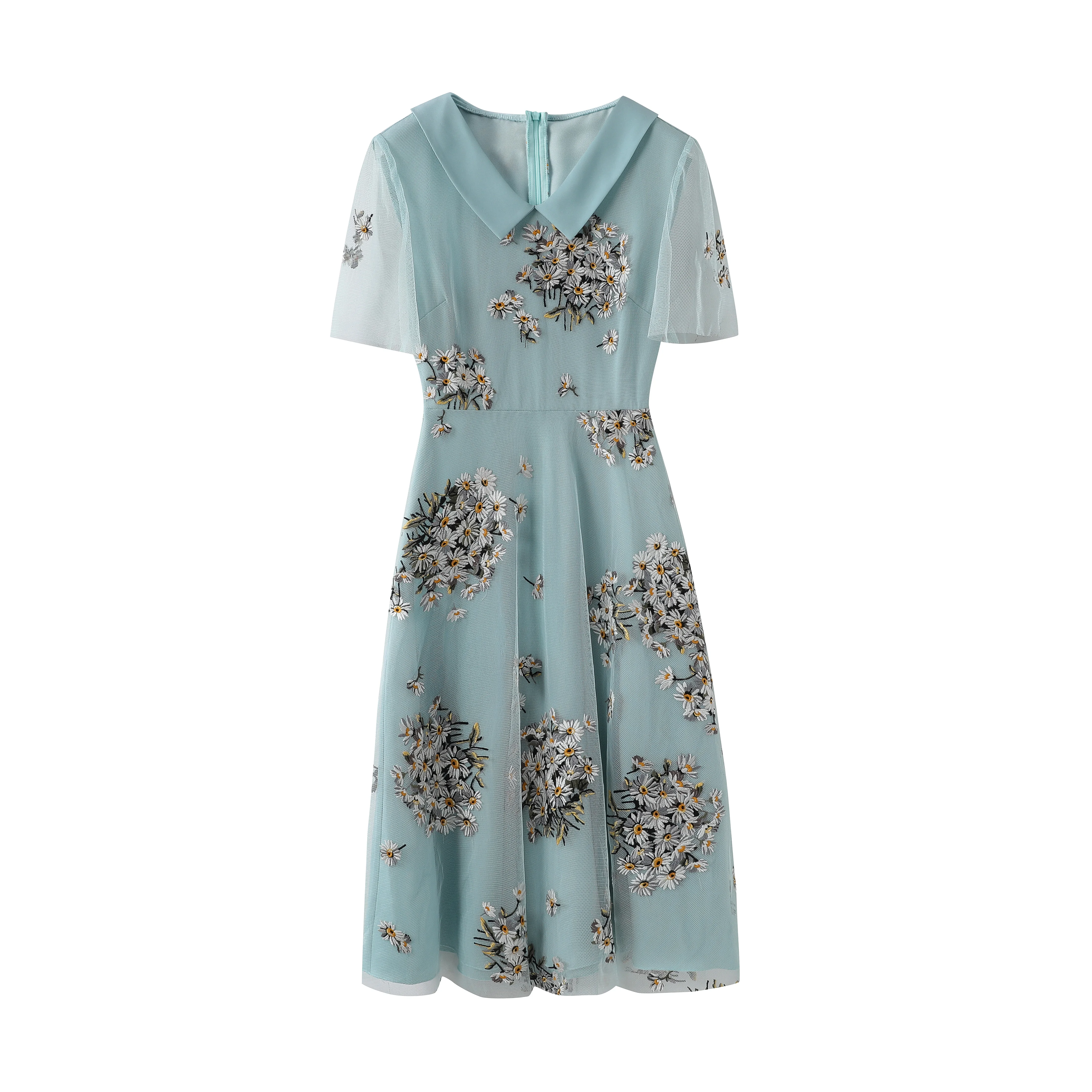 

New Style Factory Direct Embroidered Floral Fashion Dresses For Women, Picture color