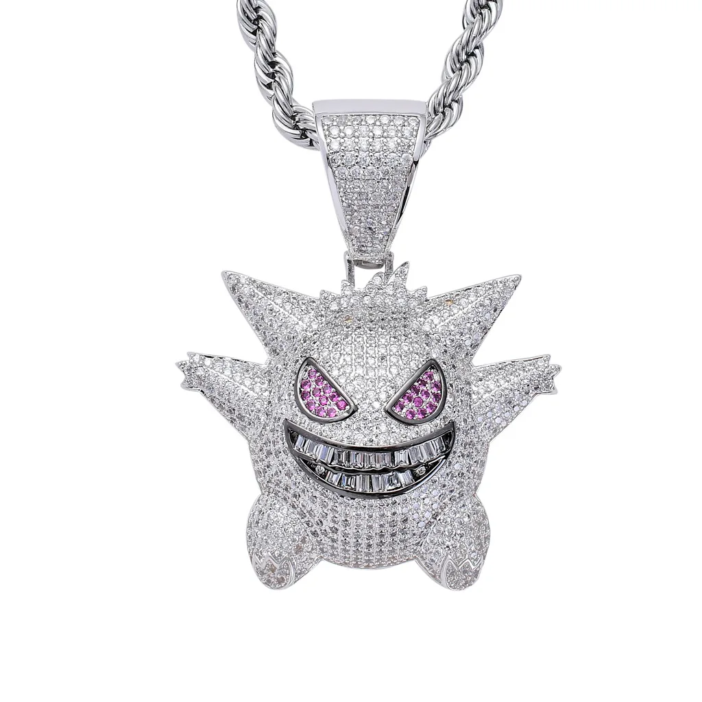 

Hip hop jewelry custom design CZ iced out demon pokemon gengar pendant necklace