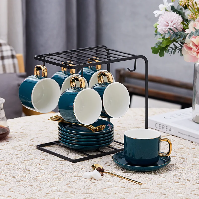 

tea cups and saucer sets cup of coffe ceramic set luxury mugs wholesale latte ceramic cup with saucer porcelain mugs, Multi color