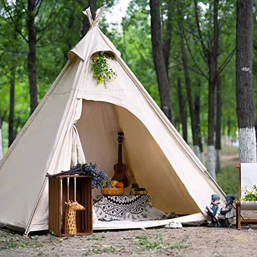 Woqi Factory Sale Bell Tent 3M Large Luxury Family Camping Glamping Bell Yurt Tents