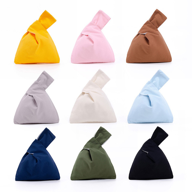 

Eco-friendly Linen Cotton Canvas Japanese Korean Wrist Knot Bag Women, Multiple colors
