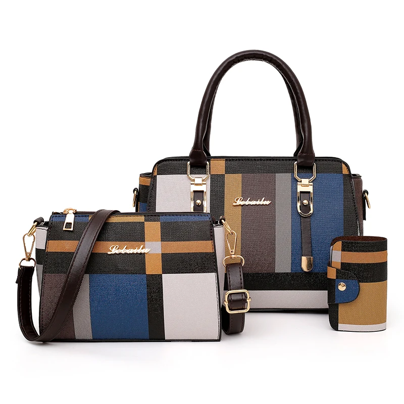

2021 New style hand bags set for women 3pcs in 1 ladies bag sets for female, Red,gray,brown,green,blue