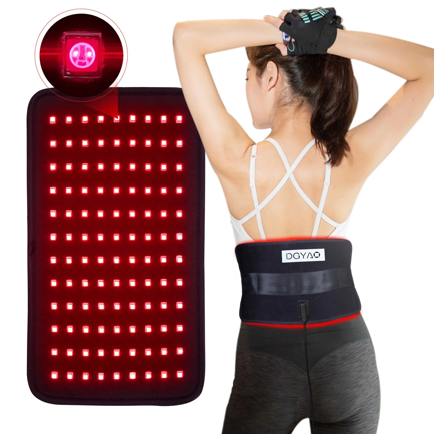 

DGYAO 2022 Red Light Therapy Waist Support Body Back Pain Treatment Led Infrared Light Therapy Wearable Device Pain Relief, Black