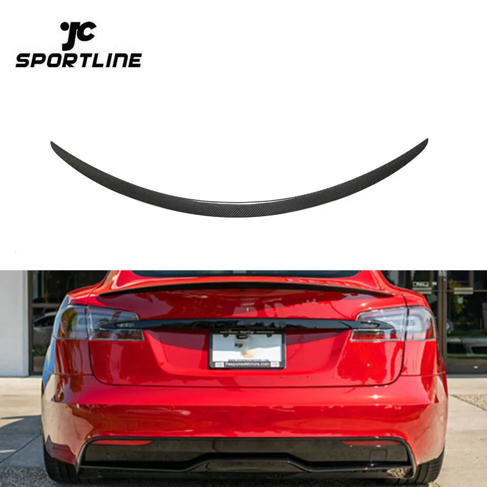 

Dry Carbon Fiber Electric Car Model S Ducktail Spoiler for Tesla Model S Plaid 2012- 2022