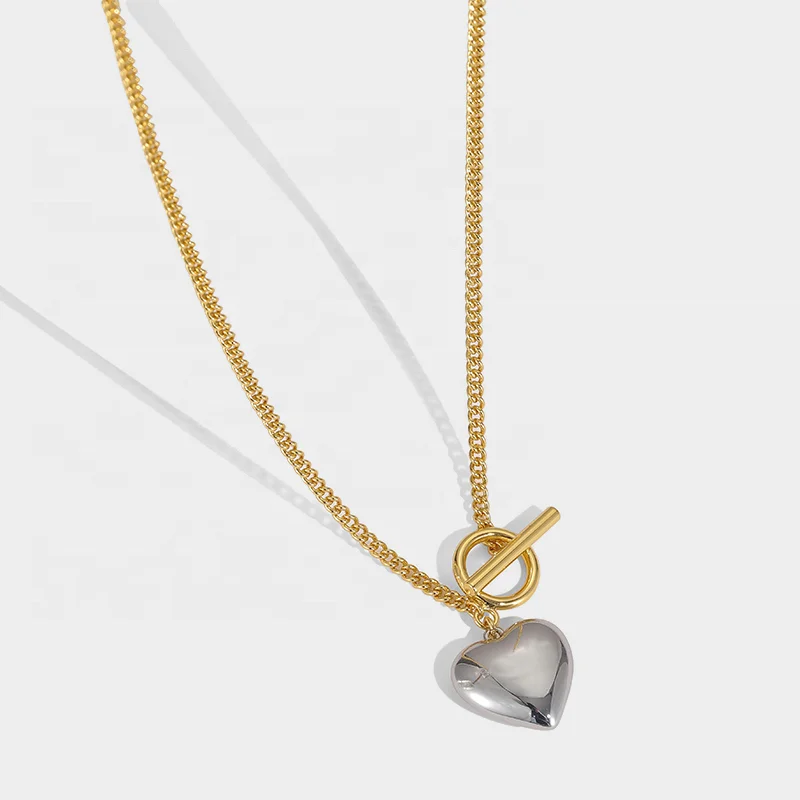 

Personalized Netflix With Gold-plated Brass Clashing Love Pendant Ot Clasp Heart Necklace, Picture