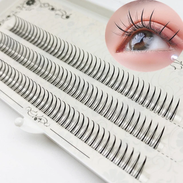 

2021New A Shape Super Thick Single Lash Natural Curl Web celebrity style 3D premade fans eyelash extensions Pointy base fans, Natural black