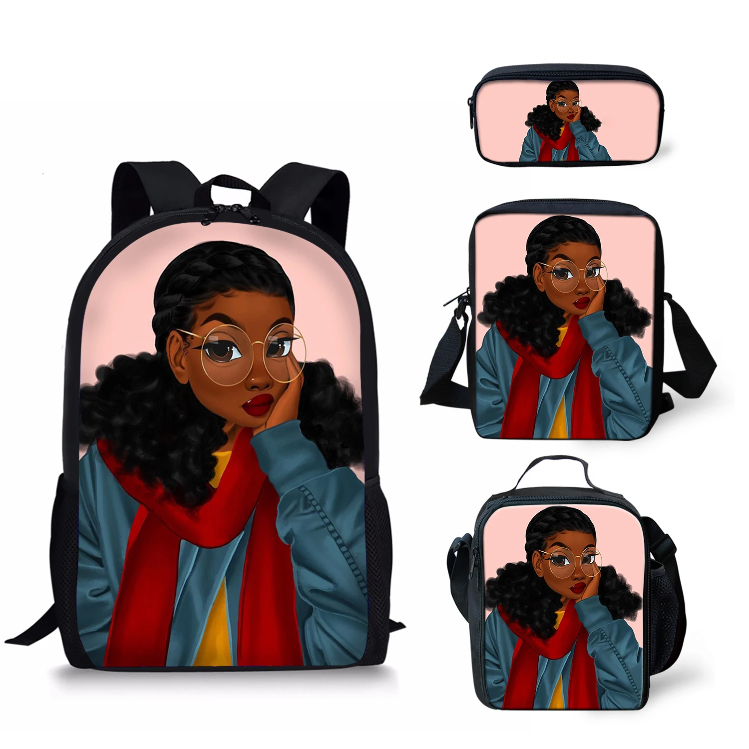 

THIKIN African Girl Customized Logo Fashion Custom Printed Latest 3D Printing Kid Backpack School Bags With Wheels