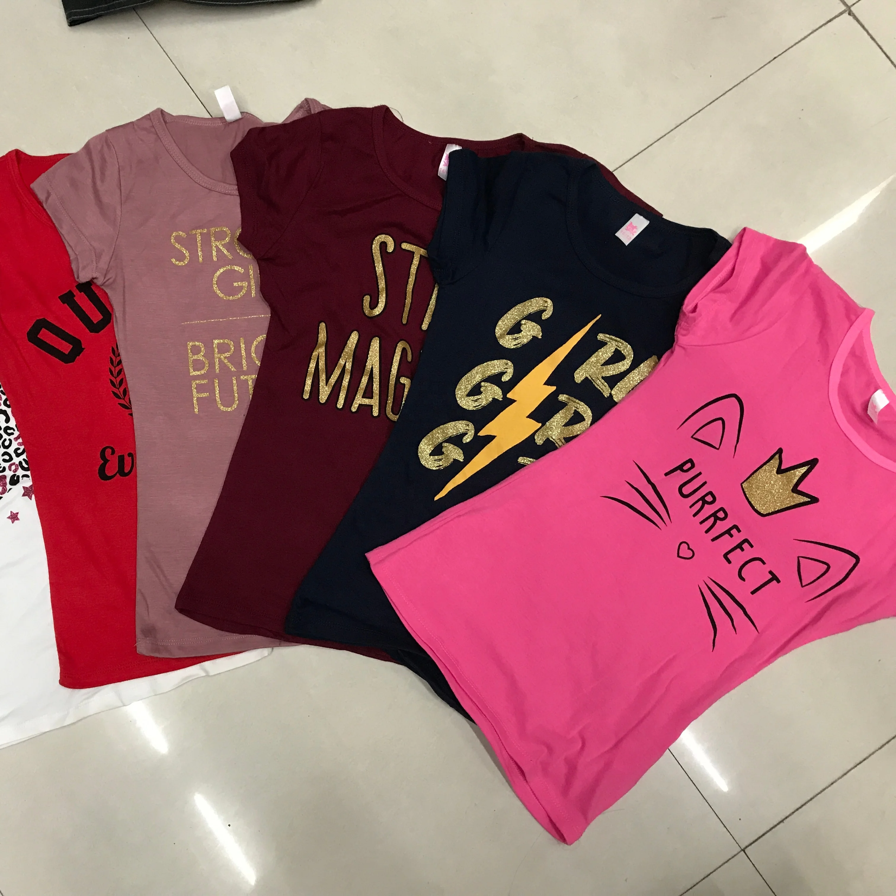 

1.65 USD WY122 Soft cotton Tshirt Short Tees 5- 15 years old slim fit girls tops, t shirt girls 12 years, t shirts for girls, Mix color same as picture