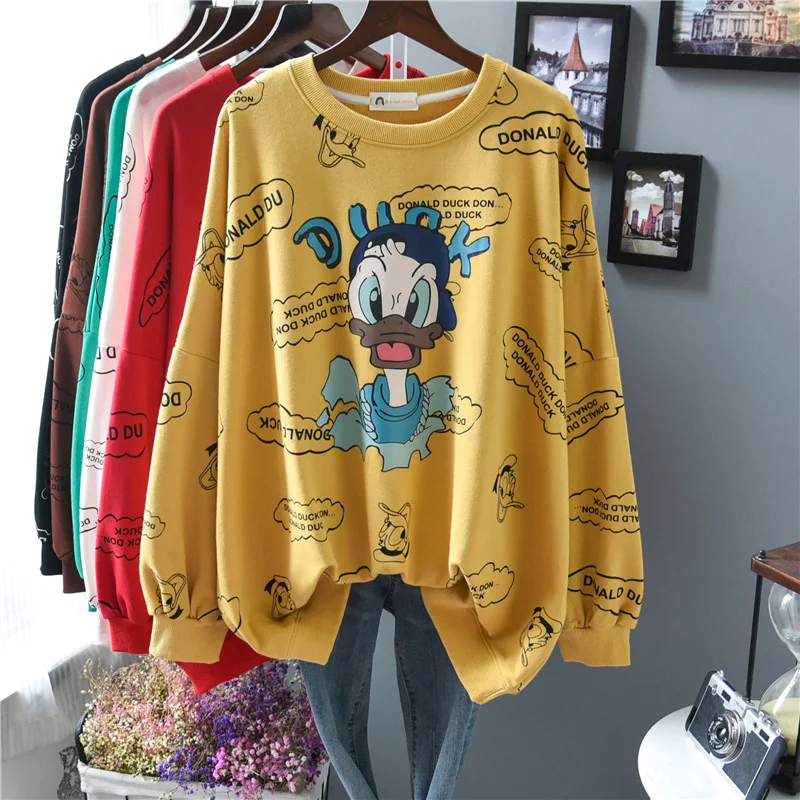 

Oversized Sweatshirt 2021 Spring Clothes Women Girls Cute Cartoon Print Sweat Shirts Cotton Hoodie Casual Pullover Tops