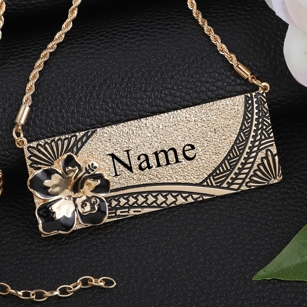 

Cring CoCo Personalized Custom Gift New Haku Polinesian Plumeria Rubra Pendants Hawaiian Name Plate Jewelry Necklace