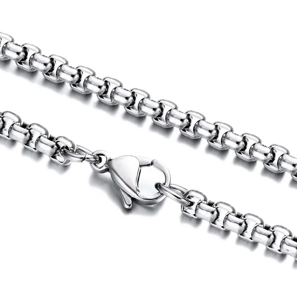 

In Stock Custom Square Rolo Stainless Steel Chain Necklace, Silver,customized color