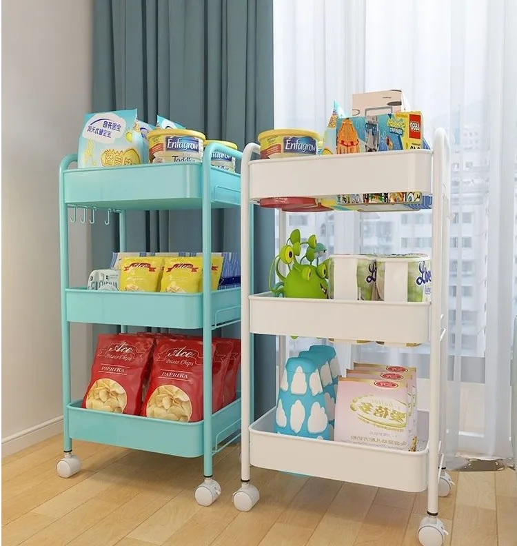 

1730 Trolley rack kitchen supplies multi-layer movable bathroom toilet storage storage rack, Photo color