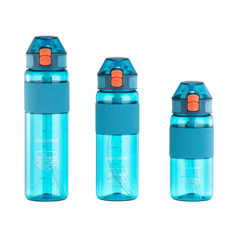 

eco friendly sports insulated petg plastic reusable water bottles with straw 750ml, Blue, green, orange, black