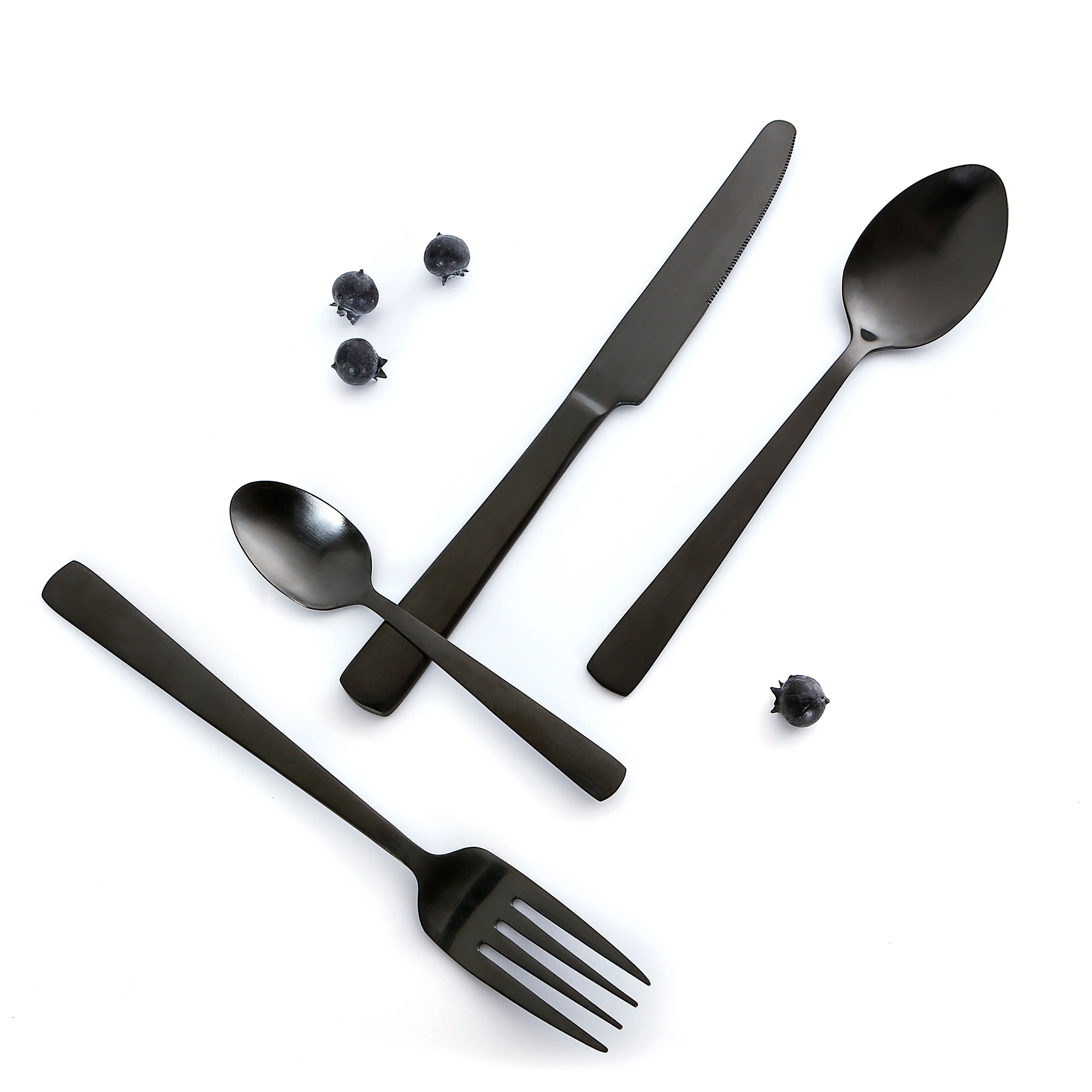 

18/10 Matte Black Silverware Set Bestek Zwart Cutlery Set Black Stainless Steel