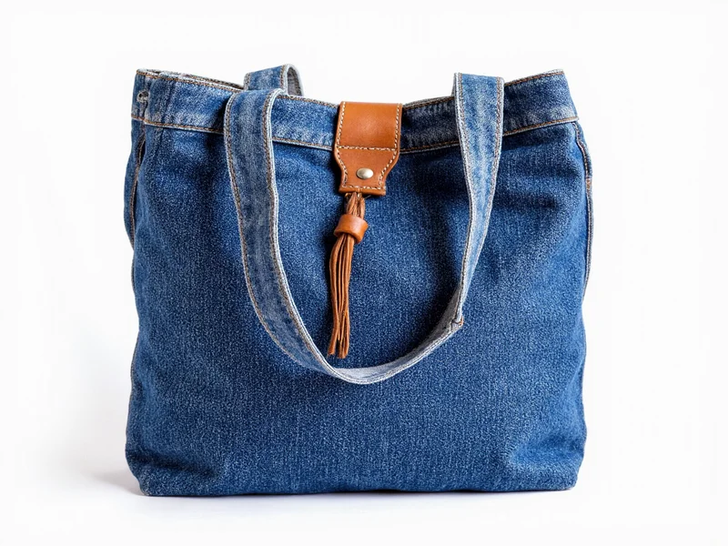 Denim tote bag made from upcycled jeans with reinforced straps