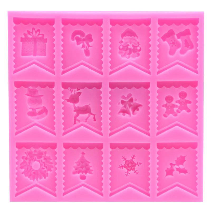 

DIY Mold Christmas Flag Fondant Cake Chocolate Clay Silicone Mold for Baking Pastry Accessories Supplies Molds for Chcolate