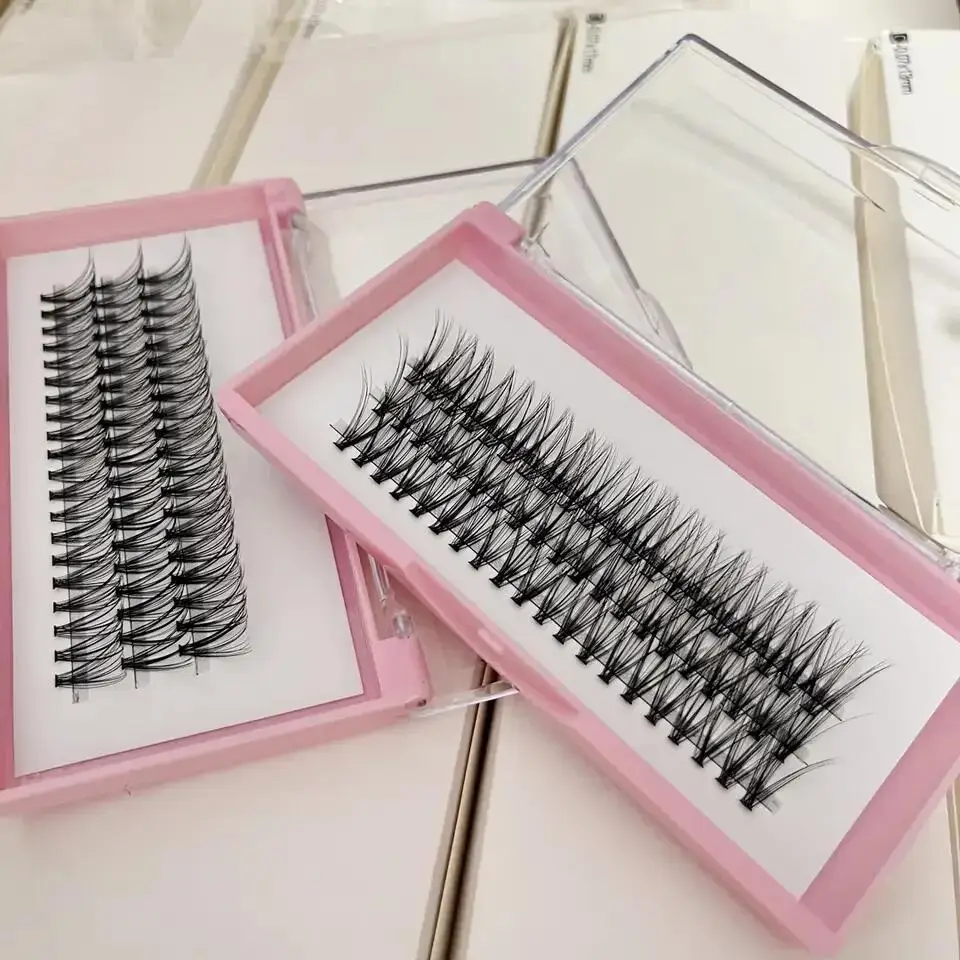 Wholesale DIY Eyelash Extensions Kit with Private Label Individual Lash Sealant and Bond Logo Mink Cluster Lashes