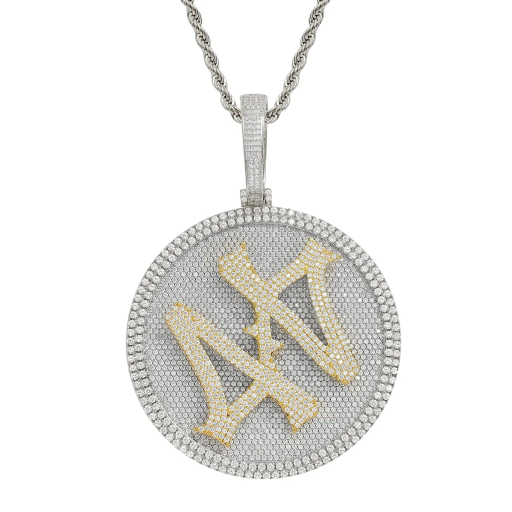 

New Pendant Hiphop Necklace Customize Number 44 Iced Out Rotation With Cuban Chain 18K White Gold Plated Big