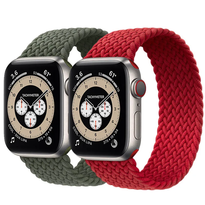 

Chinber Nylon Fabric Sport Woven Bracelet Wrist Band Braided Solo Loop Strap for Apple iWatch 6 5 4 3 2 1, 32 colors available