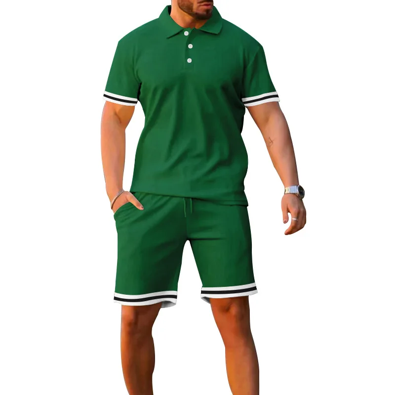 

Summer 2024 men polo shirts shorts two piece sport sets casual men's casual sports running 2 Pcs Set men's jogger suits