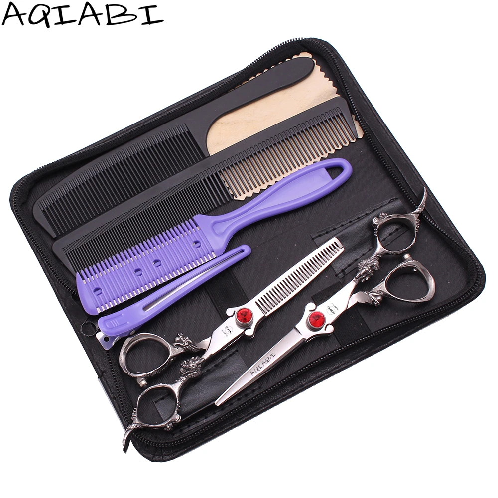 

Hair Cutting Scissors 5.5" 6'' AQIABI Japanese 440C Hairdressing Thinning Scissors Professional Scissors Big Ear A9006, Silver