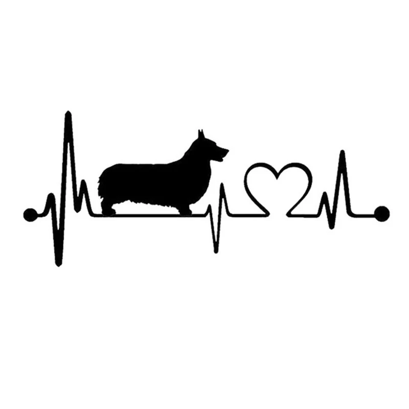 

19*8.3CM Pembroke Welsh Corgi stickers Heartbeat Dog Funny Decal for car laptop motorcycle sticker