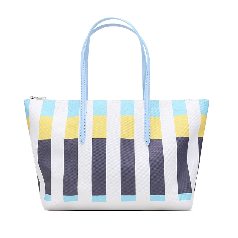 

High Quality Foldable Shopping Fitness Sports Waterproof Bag Durable Stripe Handbags with Custom Printed Logo, Customized color