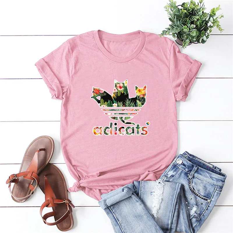 

2021 Trendy Summer Women Clothing Tshirt For Lady 100% Cotton Short Sleeve Graphic Print Fashion Ladies T Shirts, Customized color