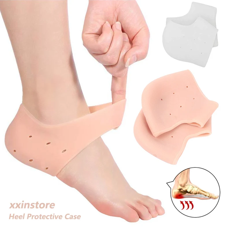 

Silicone gel Solid Thin Gel Heel Socks Cracked Foot Skin Care Protector foot case, Skin/white